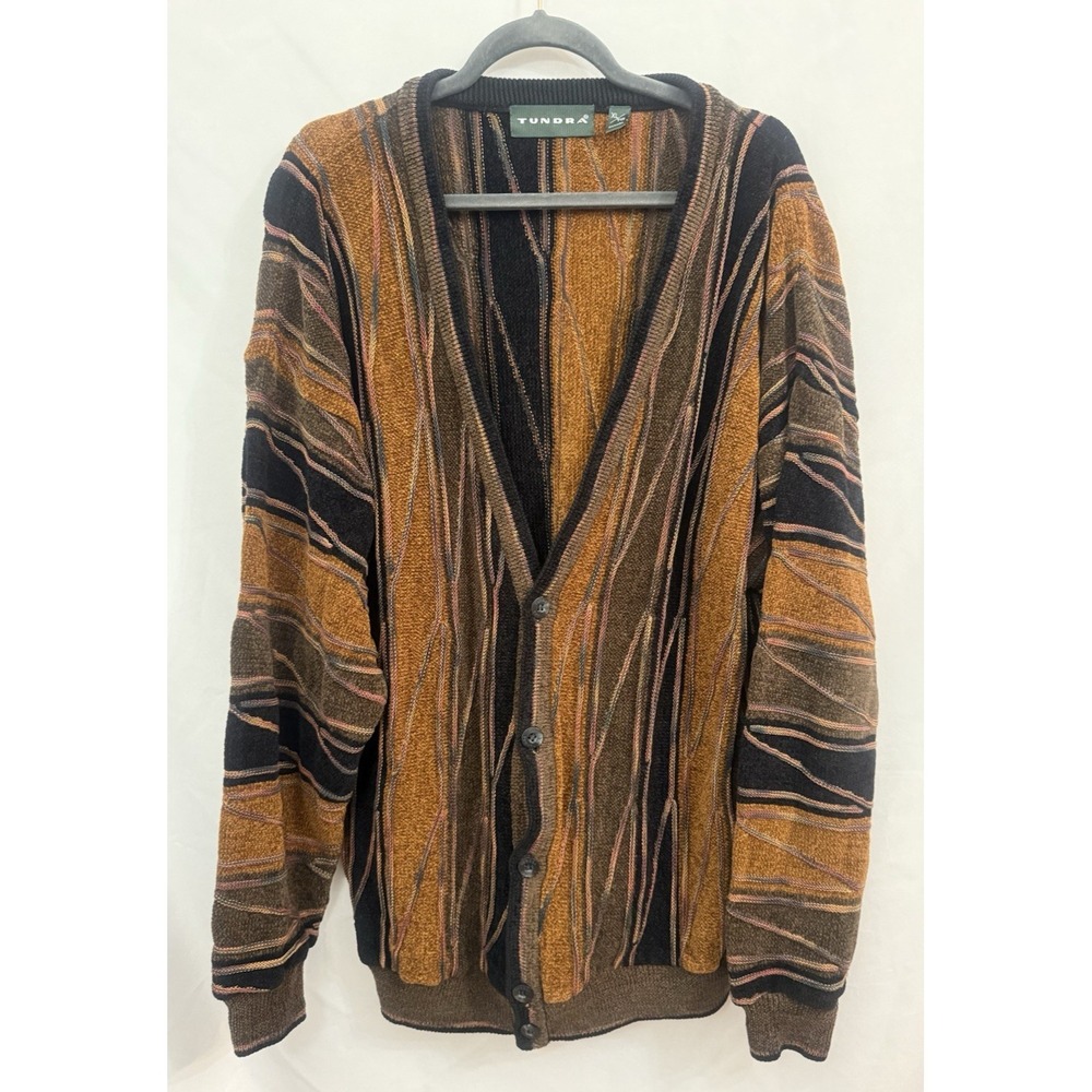 Tundra Canada Knit Cardigan Sweater Retro‎ 90's Coogi Style Mens Size XL